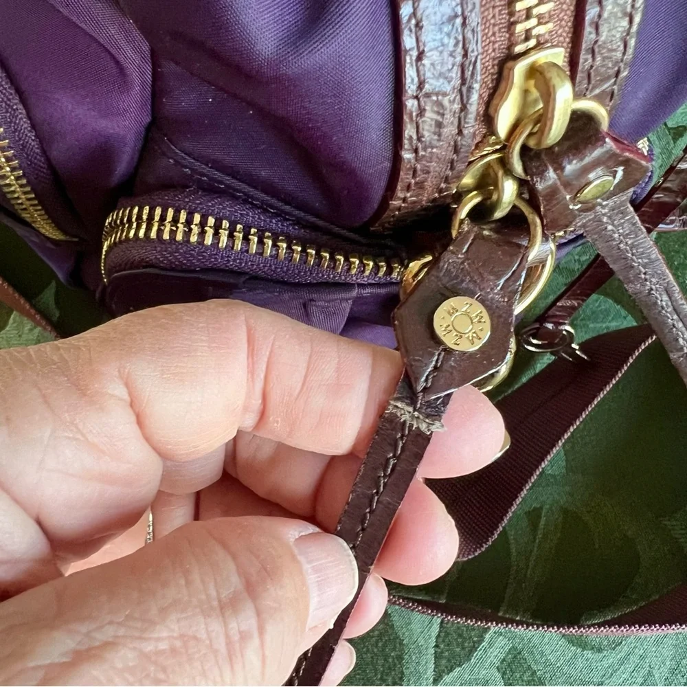 Gorgeous MZ Wallace plum nylon Clara satchel with leather trim & brass h…